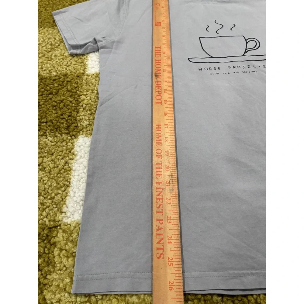 Norse Projects x Daniel Frost Coffee Graphic T-Shirt Mens Medium Grey Purple - Picture 5 of 7